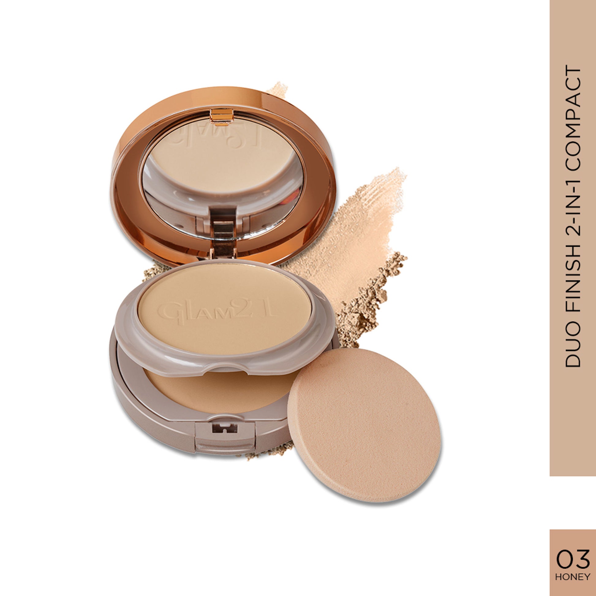 GLAM21 Duo Finish Bright Skin Compact Powder - Honey