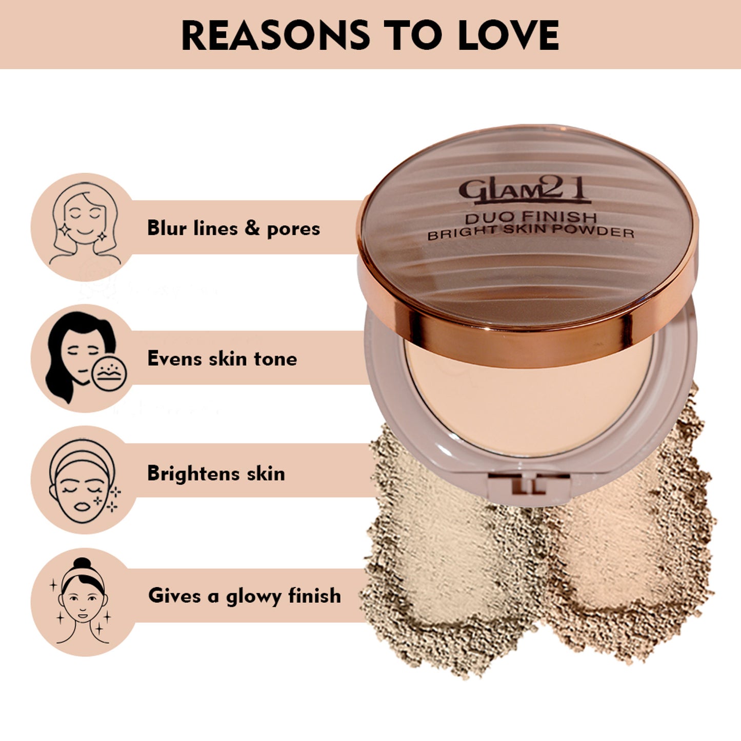 GLAM21 Duo Finish Bright Skin Compact Powder - Honey