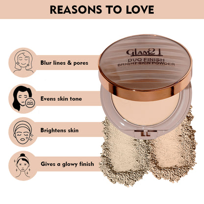 GLAM21 Duo Finish Bright Skin Compact Powder - Honey