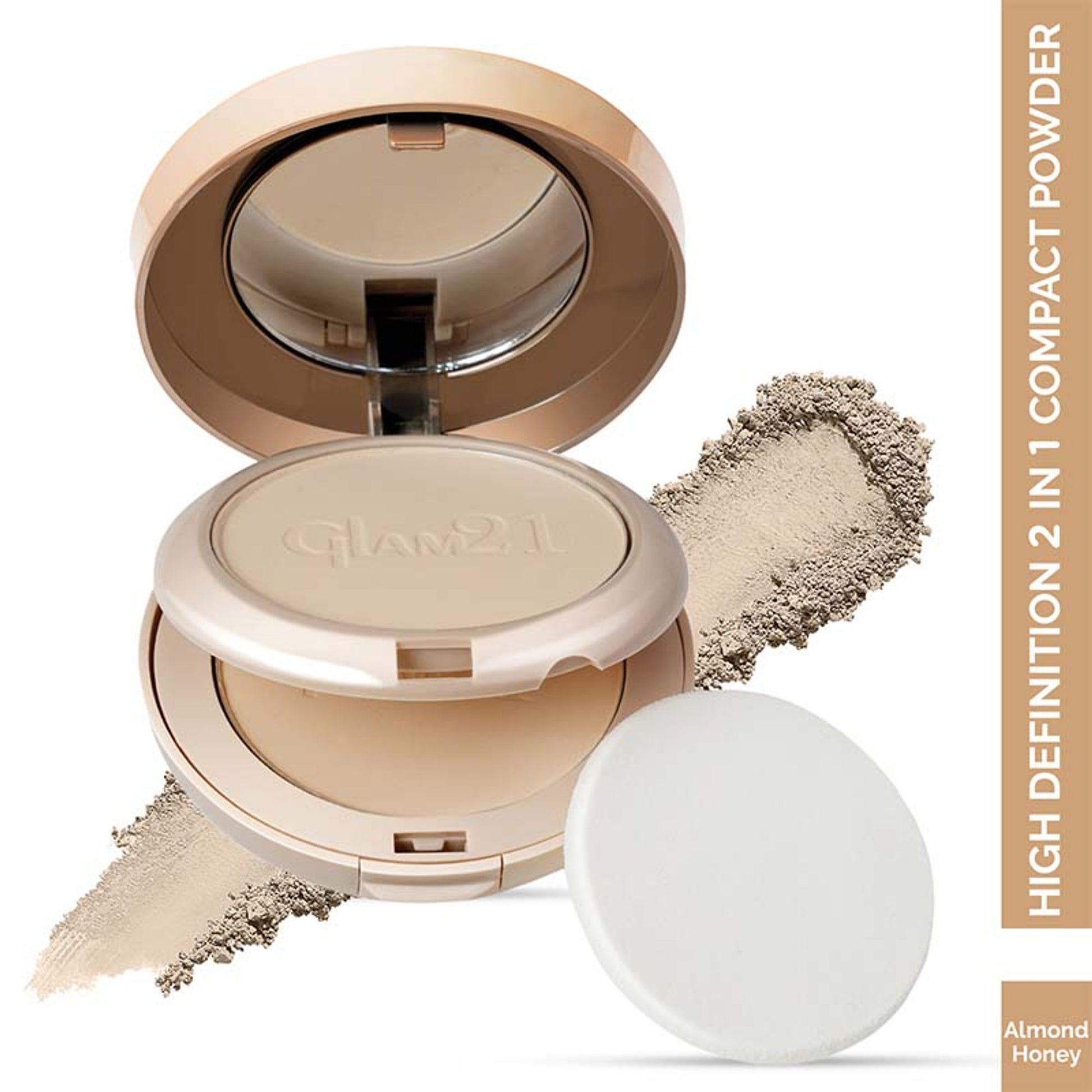 GLAM21 High Definition Compact Powder 2in1 - Almond Honey 01