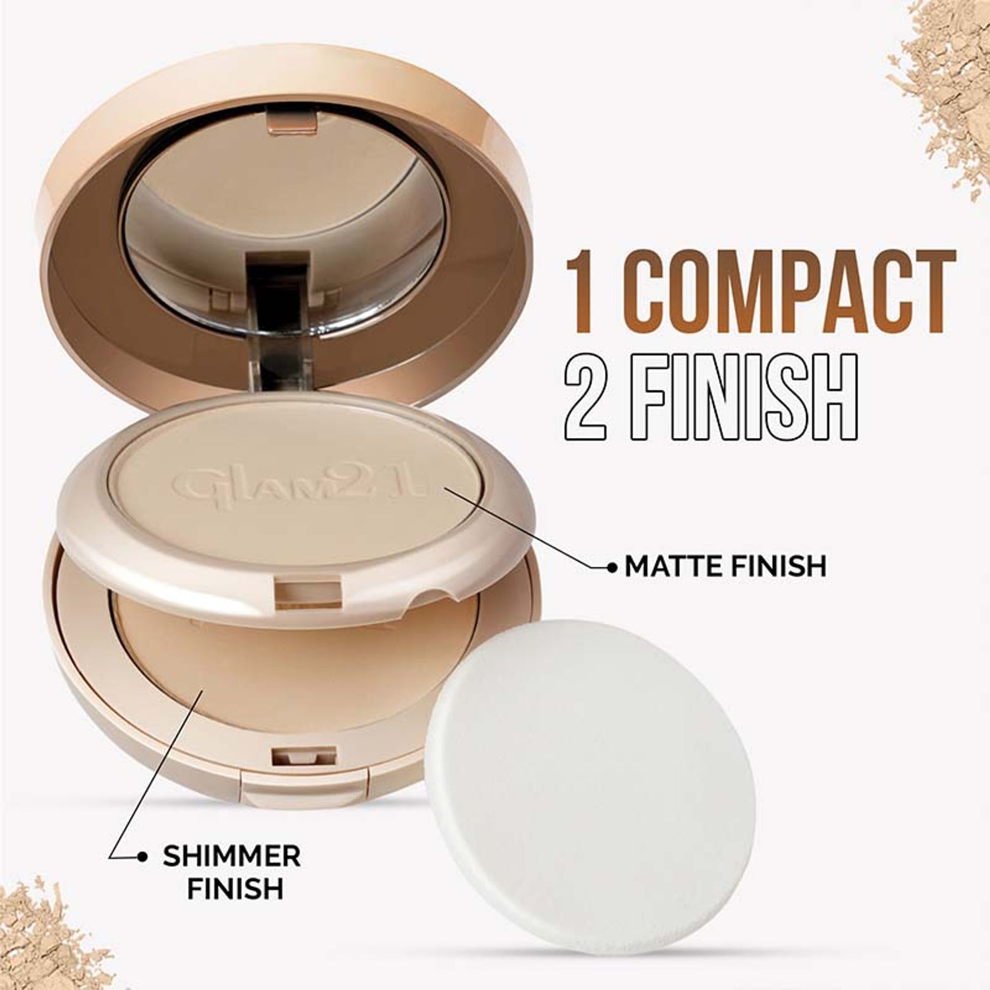 GLAM21 High Definition Compact Powder 2in1 - Almond Honey 01