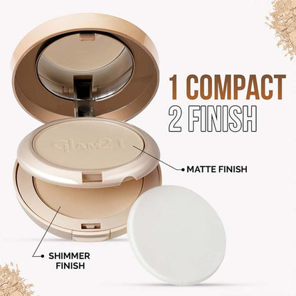 GLAM21 High Definition Compact Powder 2in1 - Almond Honey 01