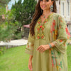 Dhiyona IE Women Floral Embroidered Regular Thread Work Kurta Trousers With Dupatta