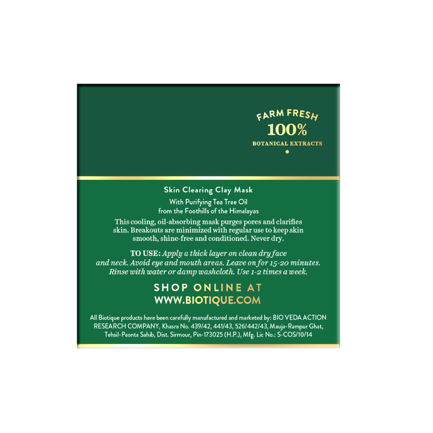 Biotique Advanced Organics Tea Tree Skin Clearing Clay Mask