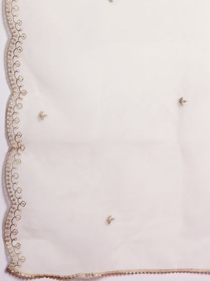 Indyancart IE Women Ethnic Motifs Embroidered Regular Liva Kurta with Trousers & With Dupatta