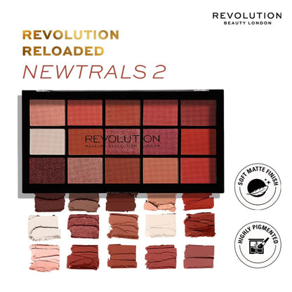 Makeup Revolution Reloaded Eyeshadow Palette-15 Smooth & Rich Shade-High Pay Off Formula - Newtrals 2
