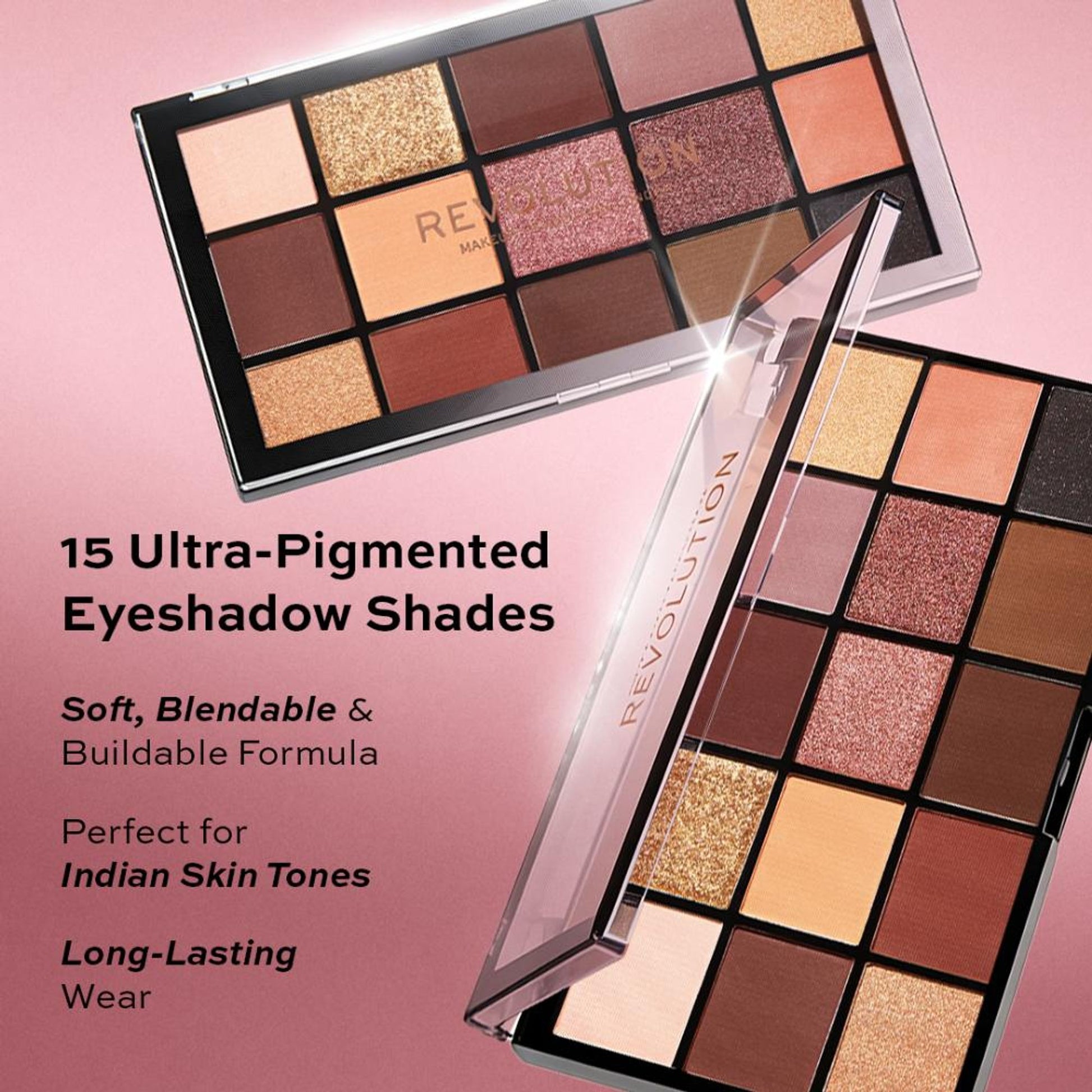 Makeup Revolution Reloaded Eyeshadow Palette-15 Smooth & Rich Shade-High Pay Off Formula - Velvet Rose