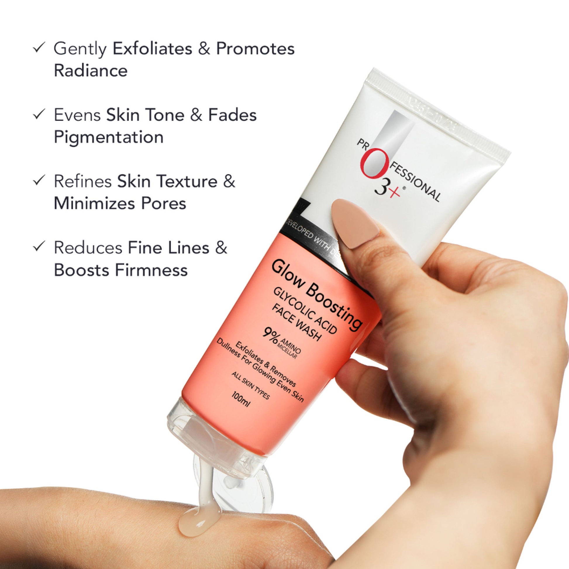 O3+ Glycolic Acid Glow Boosting Hydrating Face Wash For Dull Skin & Dark Spots