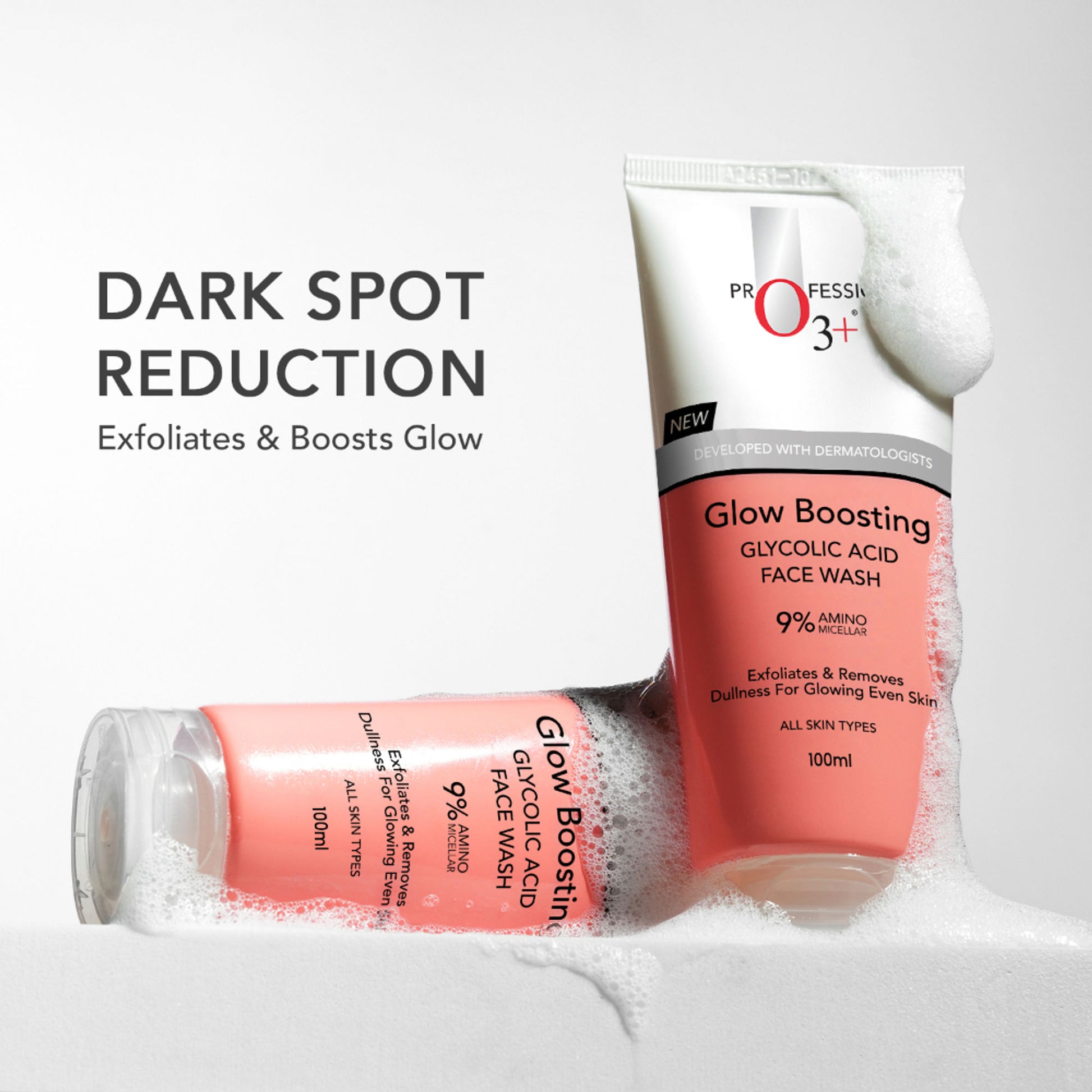 O3+ Glycolic Acid Glow Boosting Hydrating Face Wash For Dull Skin & Dark Spots