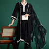 Dhiyona IE Embroidered Panelled Mirror Work Kurta With Trousers & Dupatta