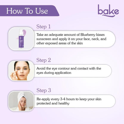 BAKE Blueberry Kisses 100% Mineral Sunscreen SPF 70 PA++++ with 2% Kojic Acid, Alpha Arbutin