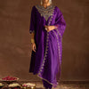 Dhiyona IE Purple Ethnic Motifs Zari Embroidered Kurta with Trousers & With Dupatta
