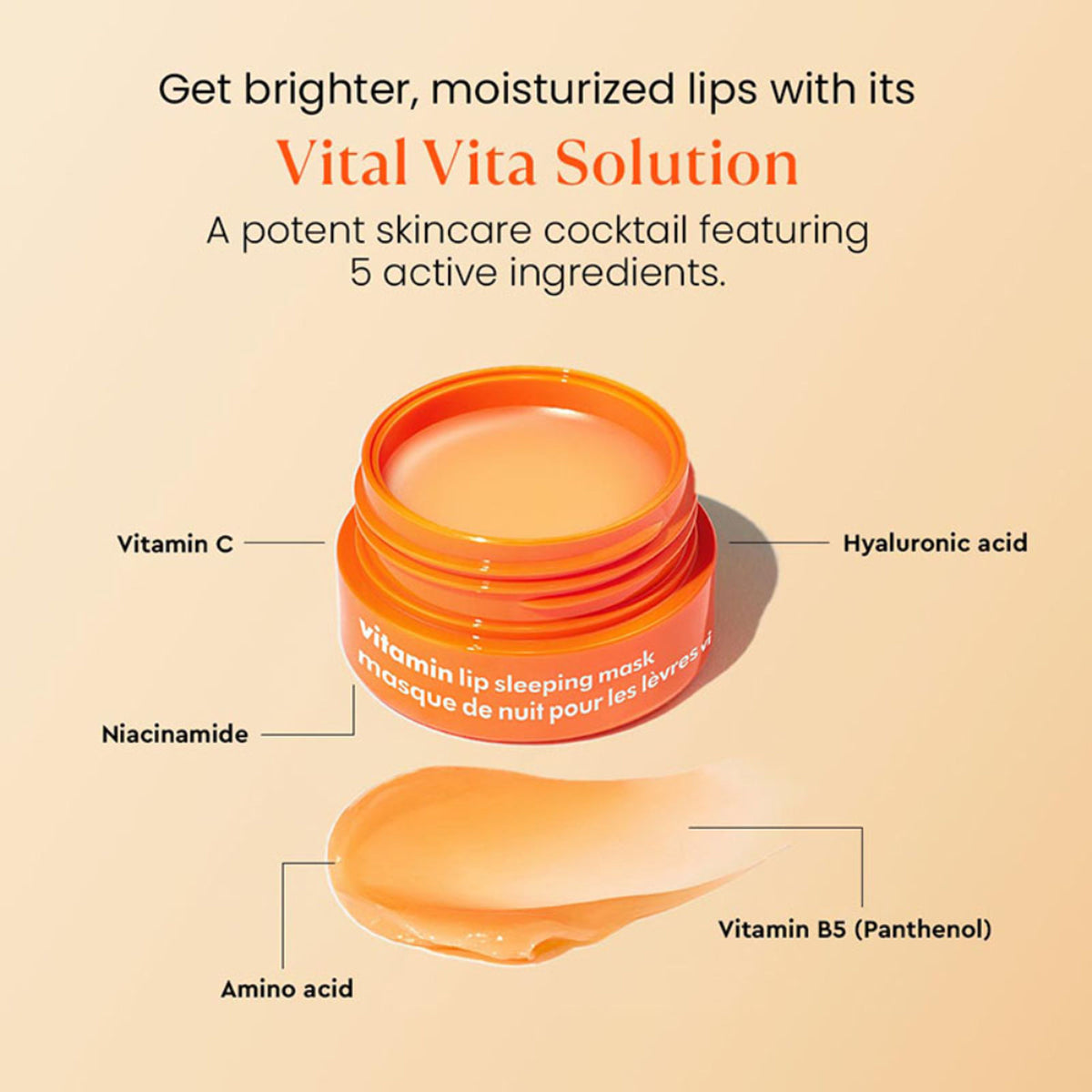 The Face Shop Vitamin Korean Lip Sleeping Mask for Dark, Dry, Pigmented Lips - Orange