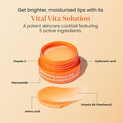 The Face Shop Vitamin Korean Lip Sleeping Mask for Dark, Dry, Pigmented Lips - Orange