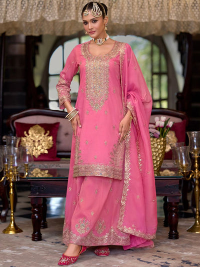 Dhiyona IE Women Floral Embroidered Kurta with Palazzo & Dupatta