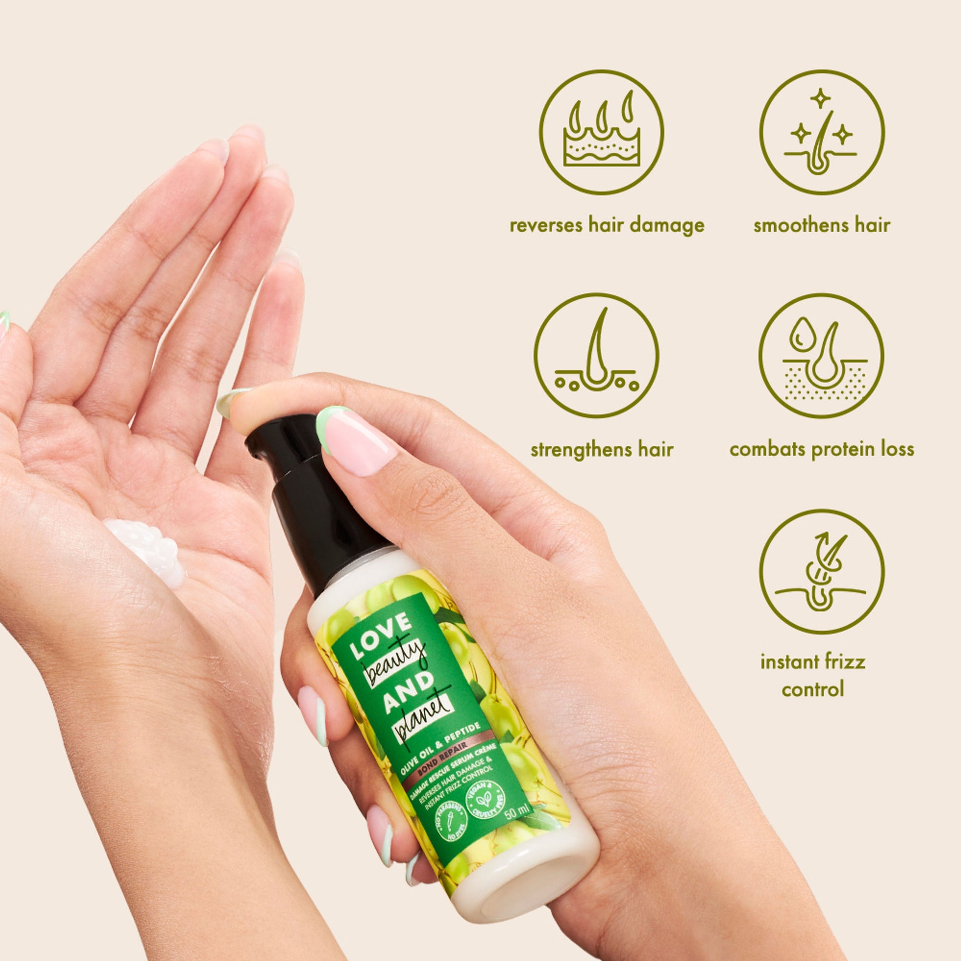 Love Beauty & Planet Olive Oil & Peptide Bond Repair Damage Rescue Serum Creme