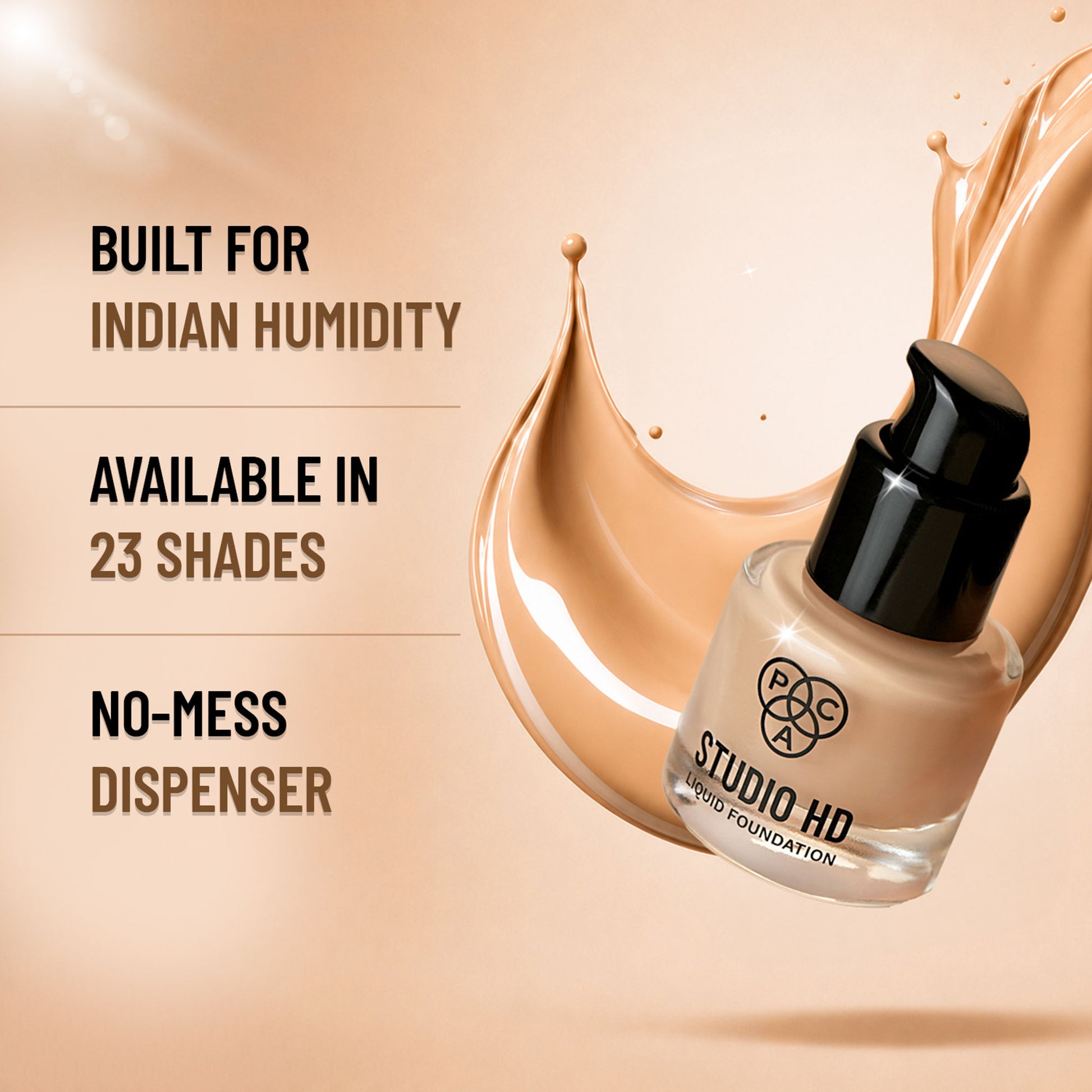 PAC Studio HD Liquid Foundation Mini - Lightweight Dewy Satin Finish, Medium Buildable Coverage - 1.2