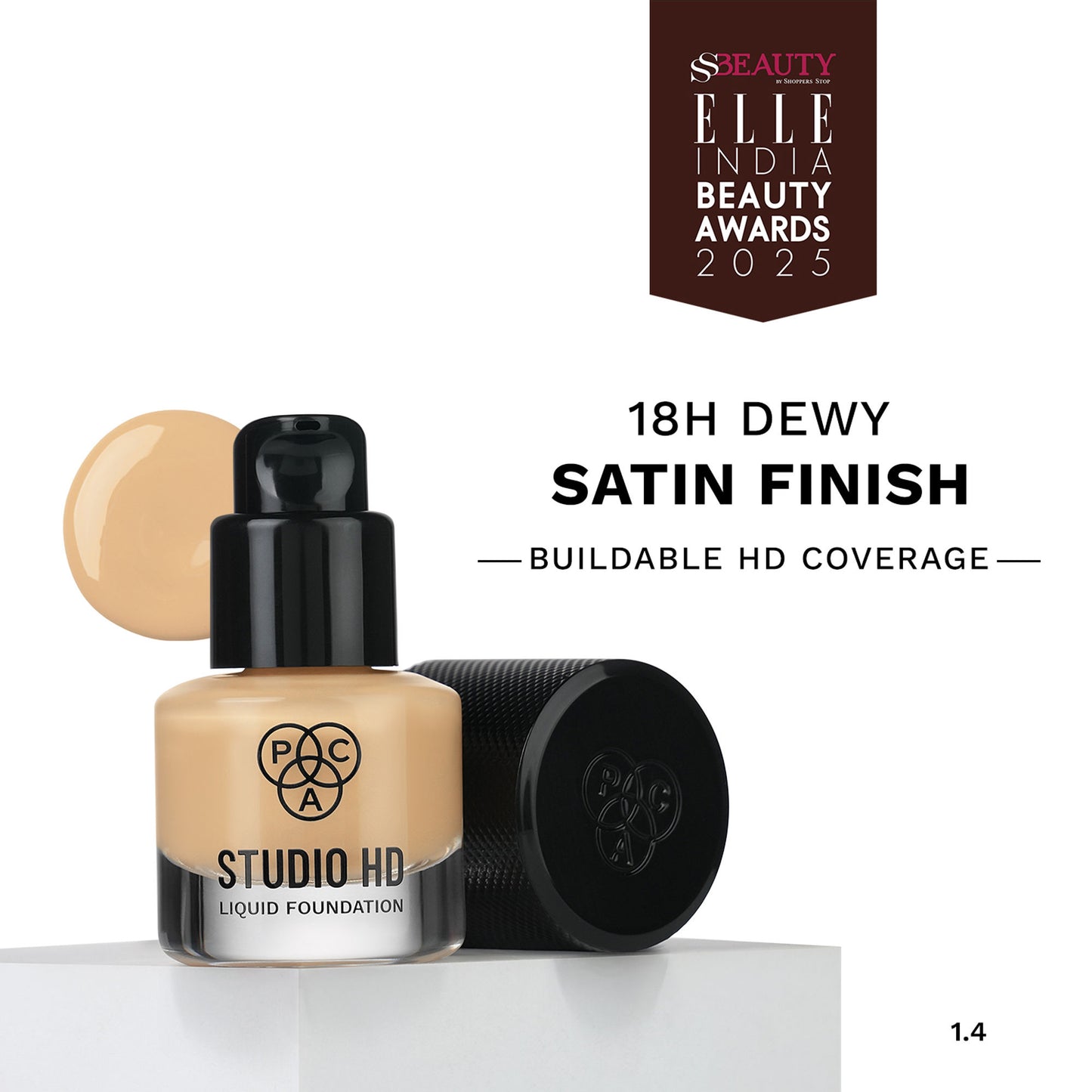 PAC Studio HD Liquid Foundation Mini - Lightweight Dewy Satin Finish, Medium Buildable Coverage - 1.4