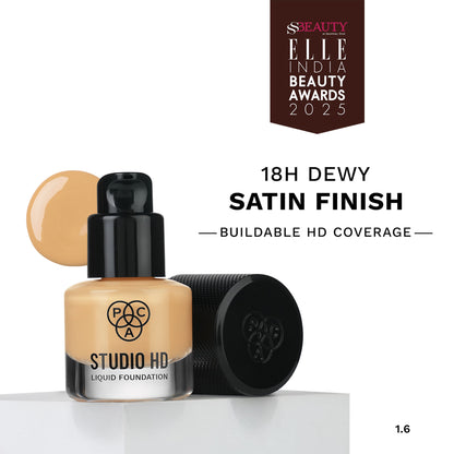 PAC Studio HD Liquid Foundation Mini - Lightweight Dewy Satin Finish, Medium Buildable Coverage - 1.6