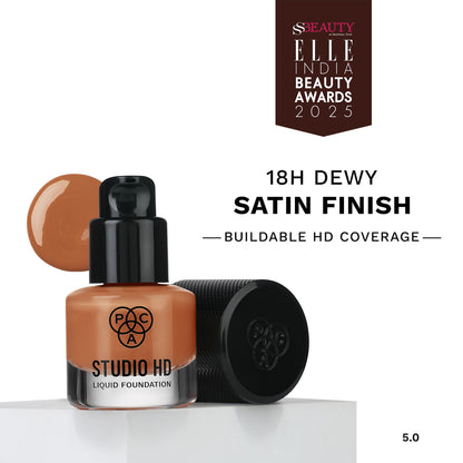 PAC Studio HD Liquid Foundation Mini - Lightweight Dewy Satin Finish, Medium Buildable Coverage - 5