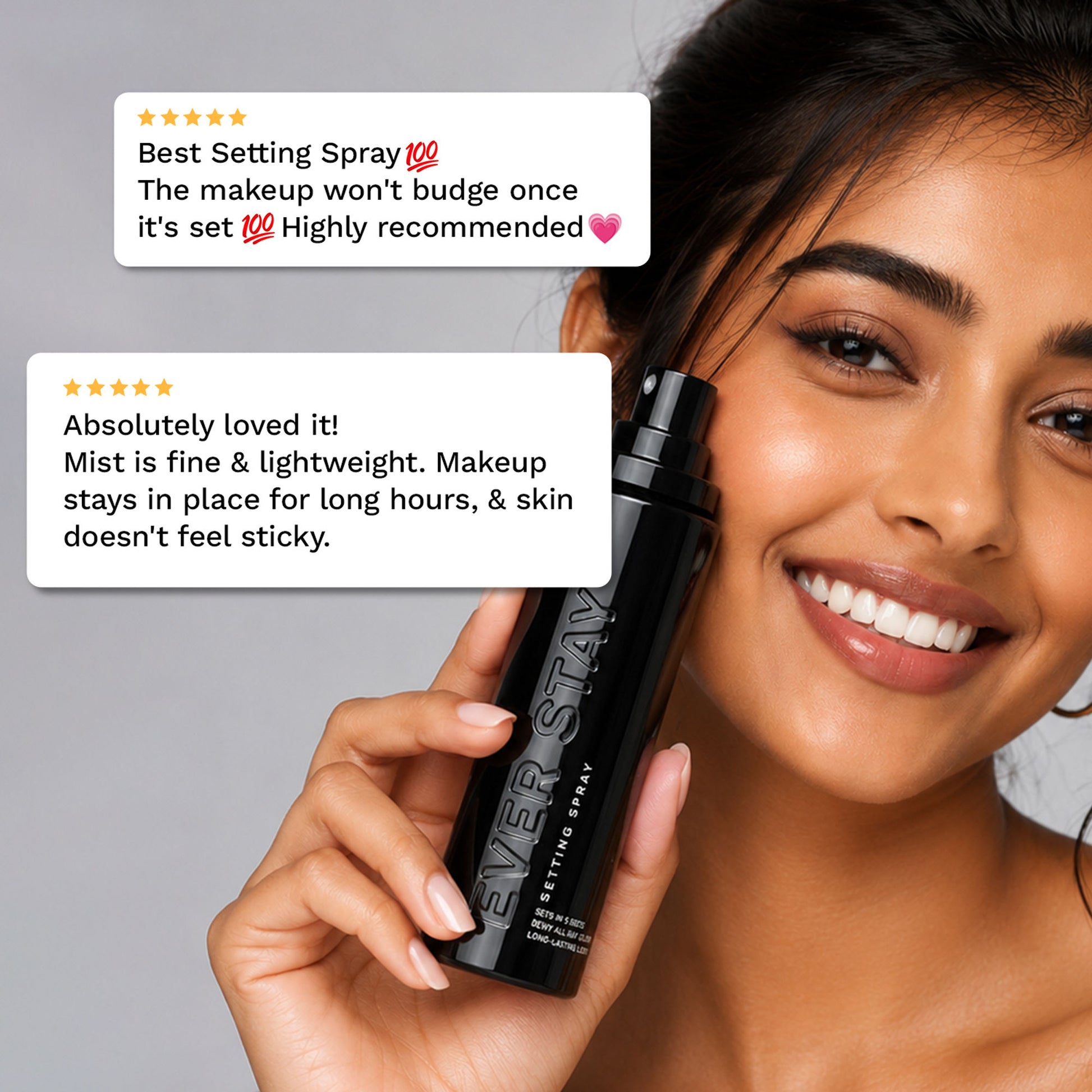 PAC Ever Stay Setting Spray - Dual Film forming Fine Mist, No Gas Makeup Fixer, Long Makeup Hold
