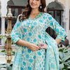 Dhiyona IE Women Floral Printed V-Neck Pure Cotton Kurta With Salwar & Dupatta