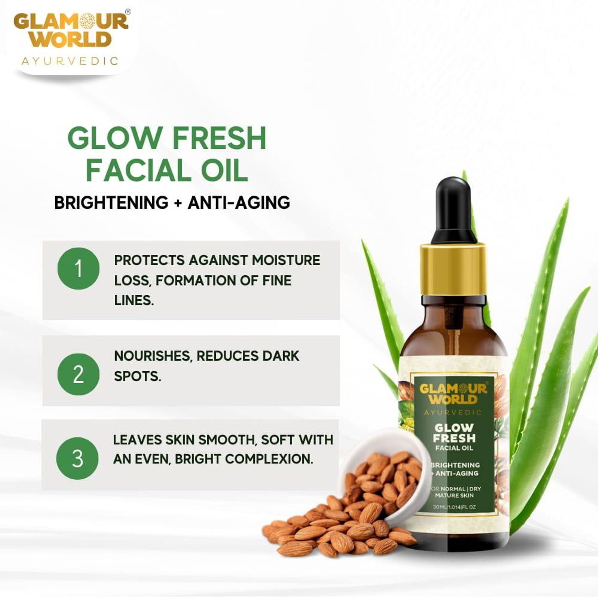 GLAMOUR WORLD AYURVEDIC Glow Fresh Facial Oil