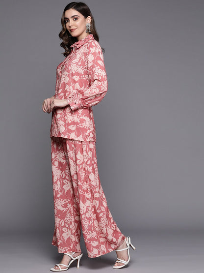 Indyancart IE Shirt Collar Printed Shirt With Palazzos