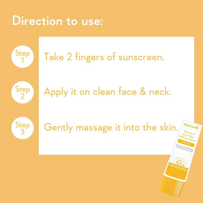 Wishcare Vitamin C Pure Glow Milk Sunscreen SPF 50 bottle showing the product label and packaging.