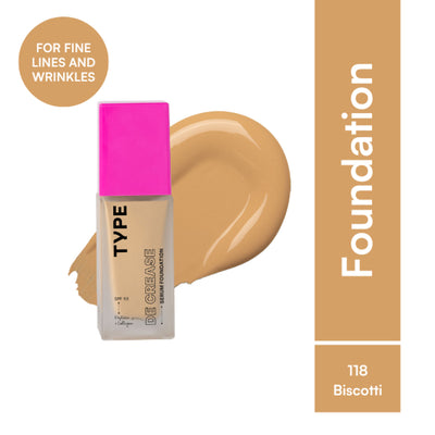 Type Beauty Serum Foundation SPF 50 PA++++ For Fine Lines with Tripeptides - 118 Biscotti