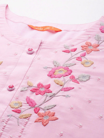 Dhiyona IE Women Floral Embroidered Regular Thread Work Kurta with Trousers & With Dupatta