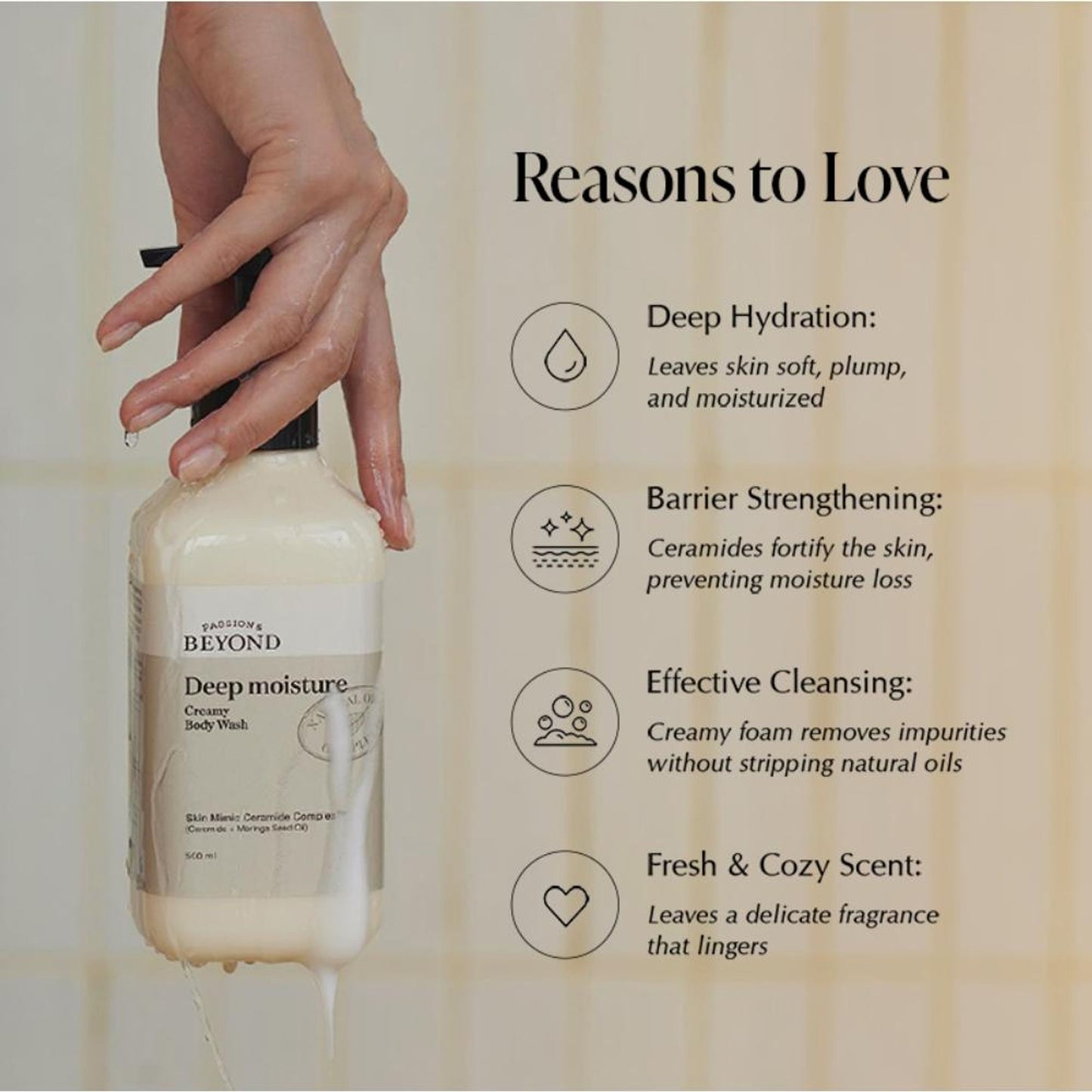 belif Beyond Deep Moisture Korean Creamy Body Wash - Vegan Shower Cream For Dry Skin With Ceramides