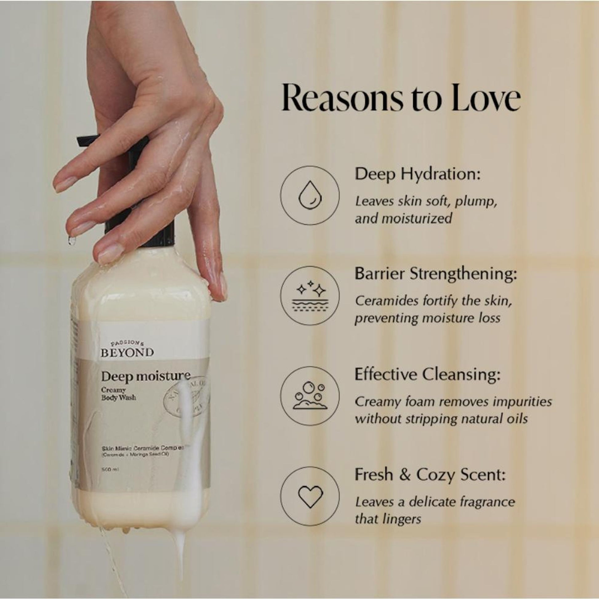 belif Beyond Deep Moisture Korean Creamy Body Wash - Vegan Shower Cream For Dry Skin With Ceramides
