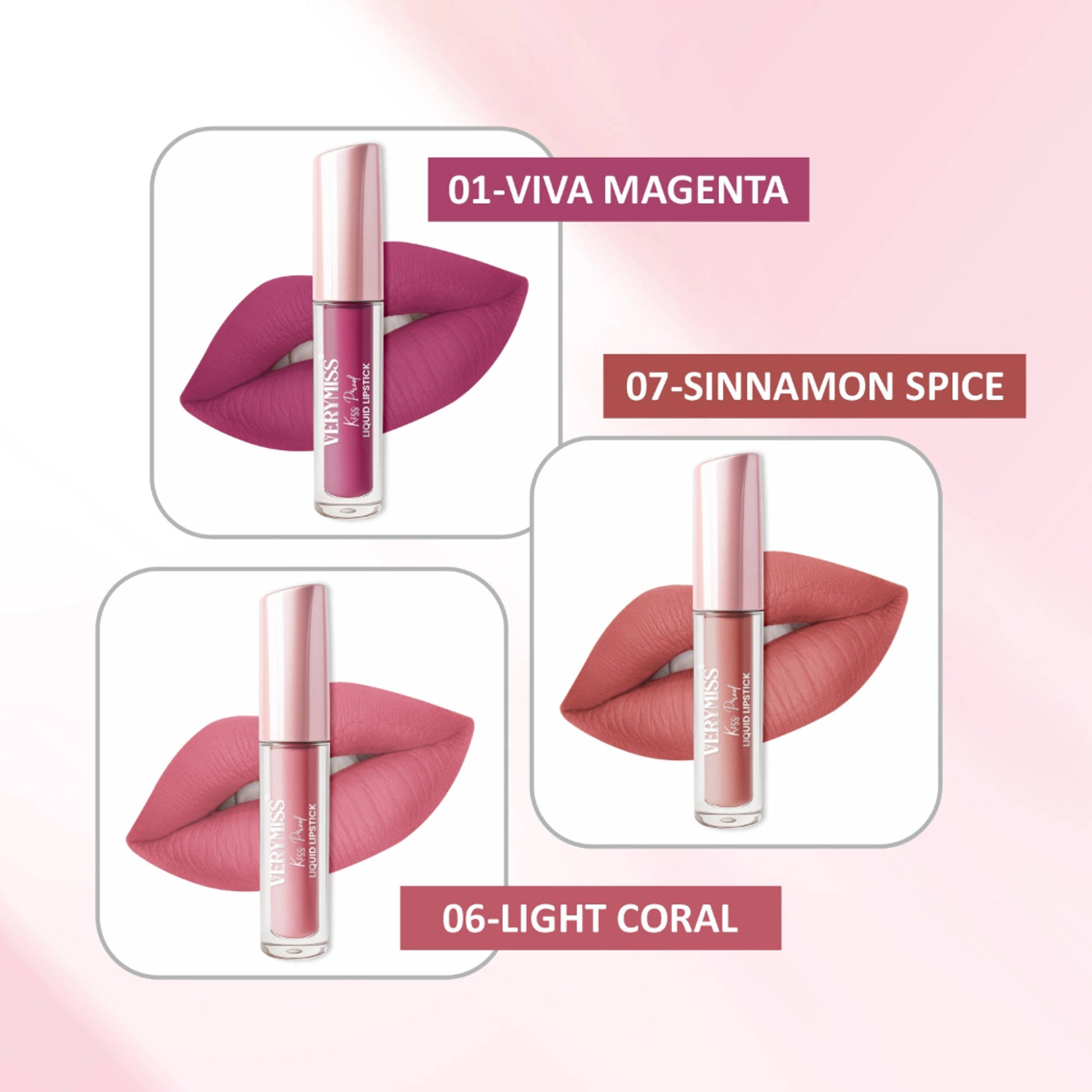 VERYMISS Kiss Proof Liquid Lipstick Combo 1 - Pack of 3
