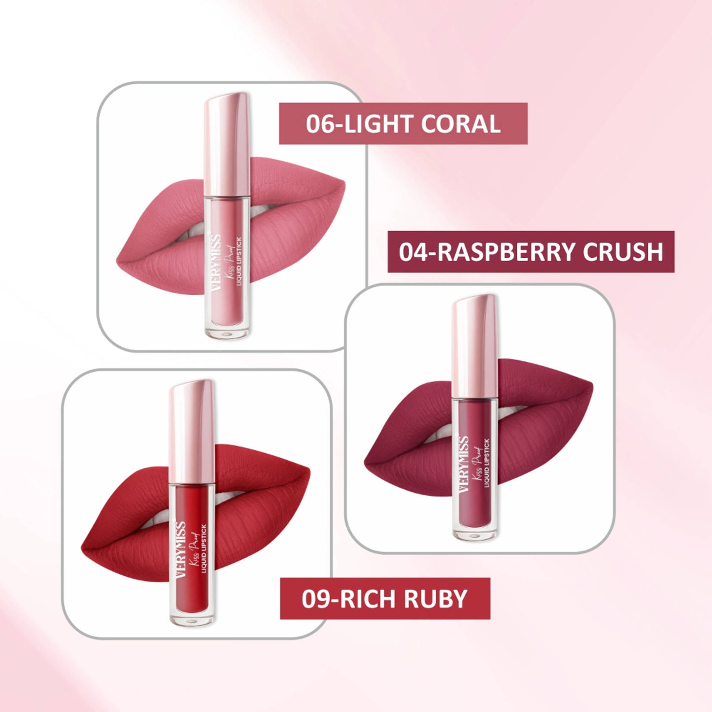 VERYMISS Kiss Proof Liquid Lipstick Combo 3 - Pack of 3
