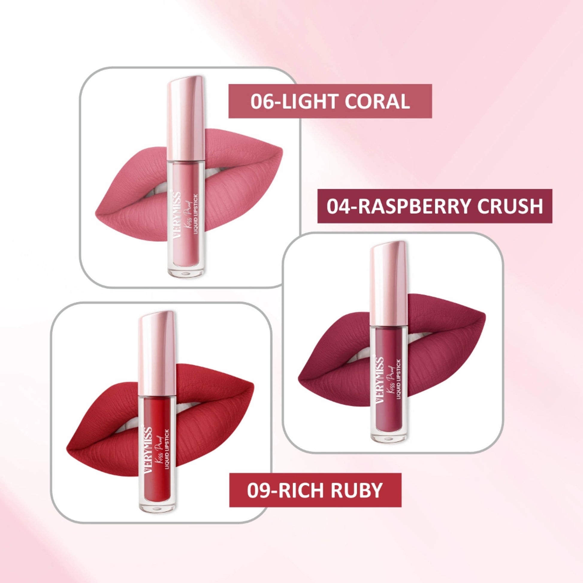 VERYMISS Kiss Proof Liquid Lipstick Combo 3 - Pack of 3