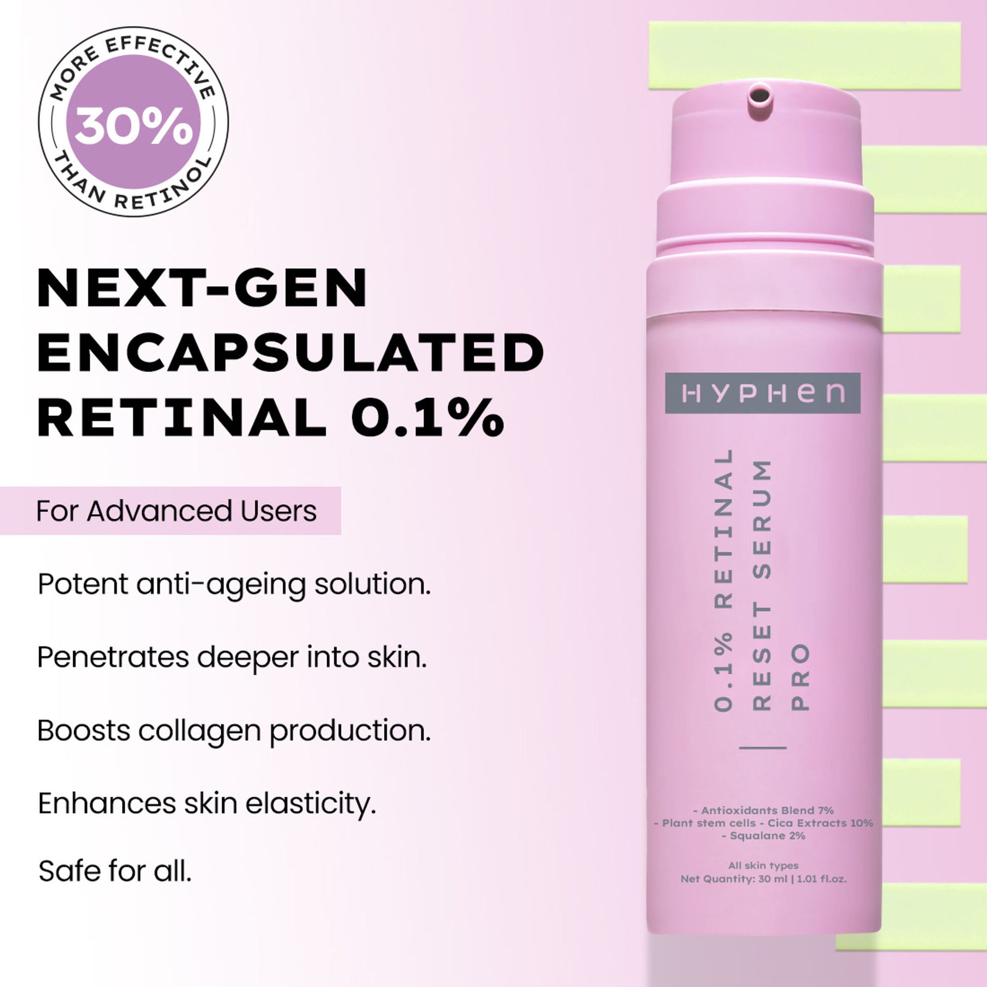 Hyphen 0.1% Retinal Reset, Retinol Derivative Serum Pro For Anti Aging, Reduce Fine Lines & Wrinkles