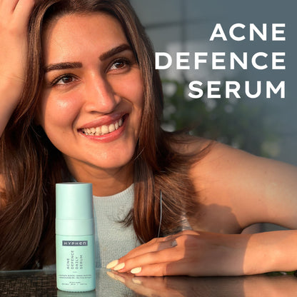 Hyphen Anti Acne serum with 10% azelaic acid, 2% salicylic acid, and tea tree extract for clearer skin and fading acne marks.