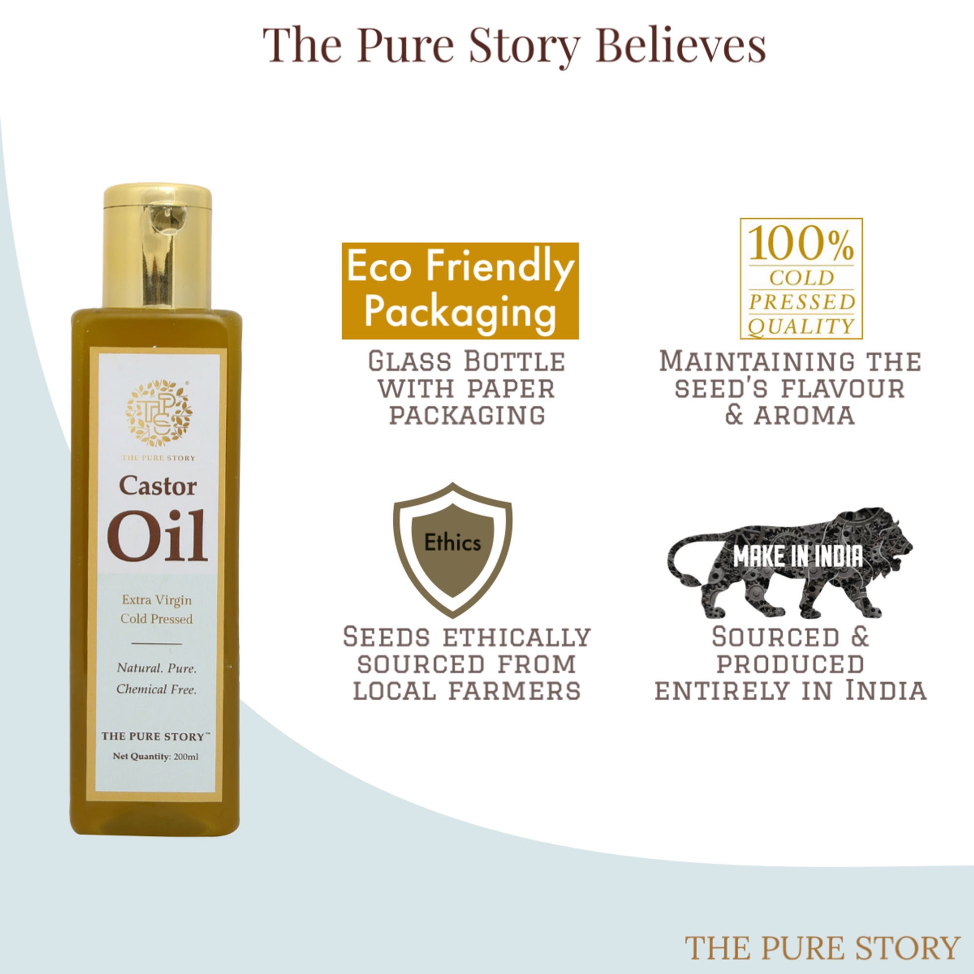 The Pure Story Natural Cold Pressed Oil for Skin & Hair with Castor