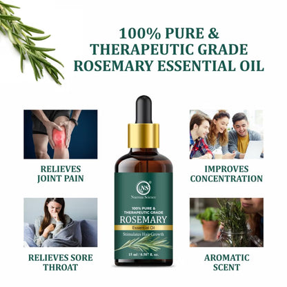 Nuerma Science Rosemary Essential Oil (100% Pure) for Hair Growth & Collagen Boosting