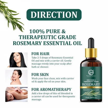 Nuerma Science Rosemary Essential Oil (100% Pure) for Hair Growth & Collagen Boosting