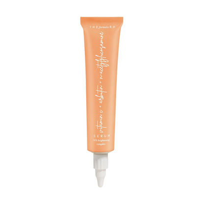 The Formularx Vitamin C Brightening Serum with Arbutin and Nag in a sleek glass bottle, designed for glowing skin.