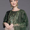 Dhiyona IE Women Green Ethnic Motifs Printed Liva Kurta with Palazzos & With Dupatta