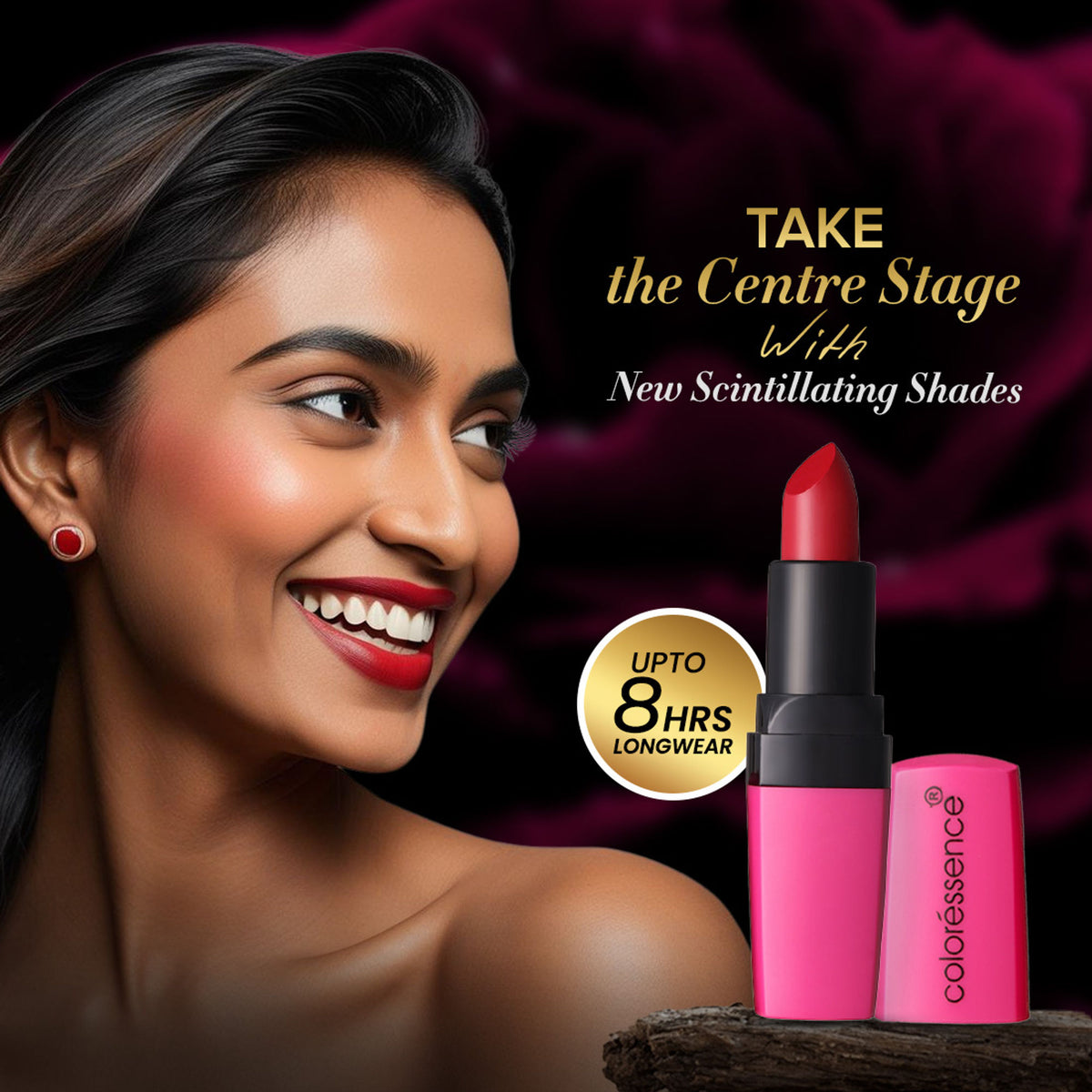 Coloressence Moist Matte Lipstick, Long Lasting Hydrating Vitamin C Shea Butter Pigmented - Fab Fuschia