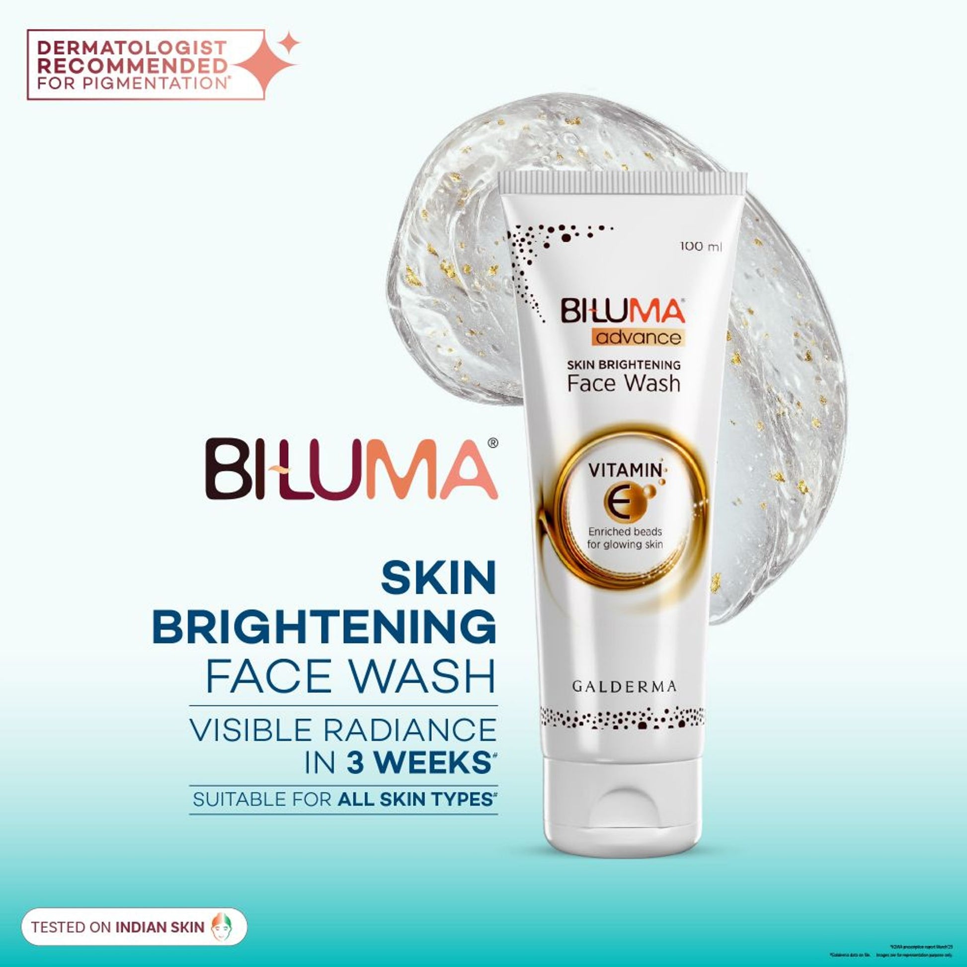 Biluma Face Wash, Vitamin E, Brightens, Protects Against Pimples & Blemishes
