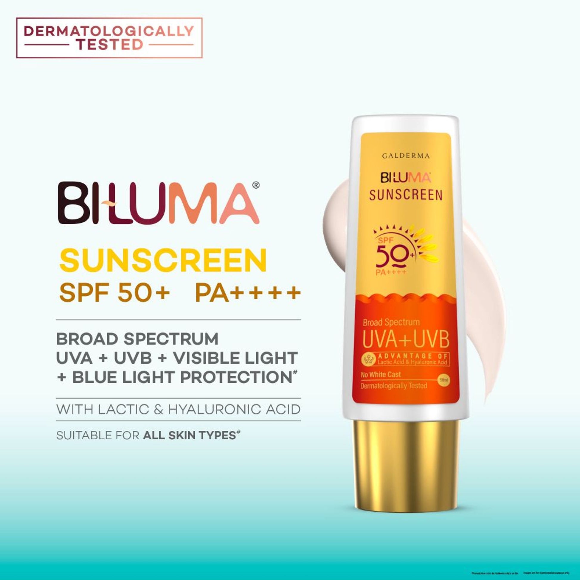 Biluma Sunscreen SPF50+, Reduces Dark Spot & Evens Skin Tone, Non Greasy, Non Sticky