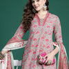 Indyancart IE Floral Printed Pure Cotton Kurta with Salwar & With Dupatta