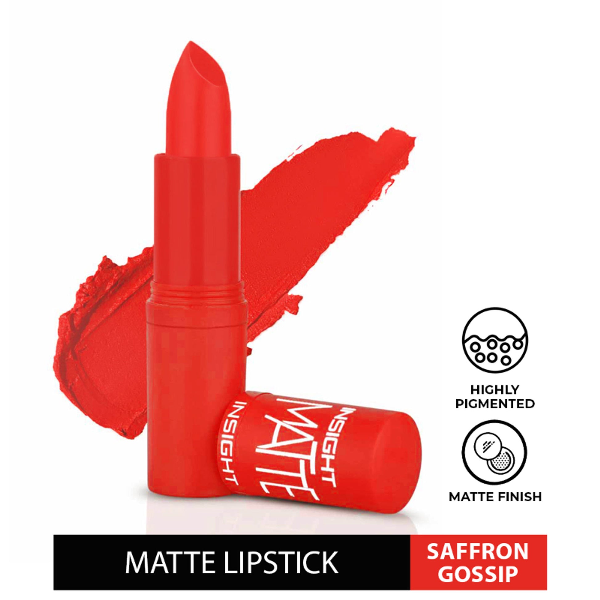 Insight Cosmetics Matte Lipstick, 1 Stroke Application, Long Lasting - A1 Saffron Gossip