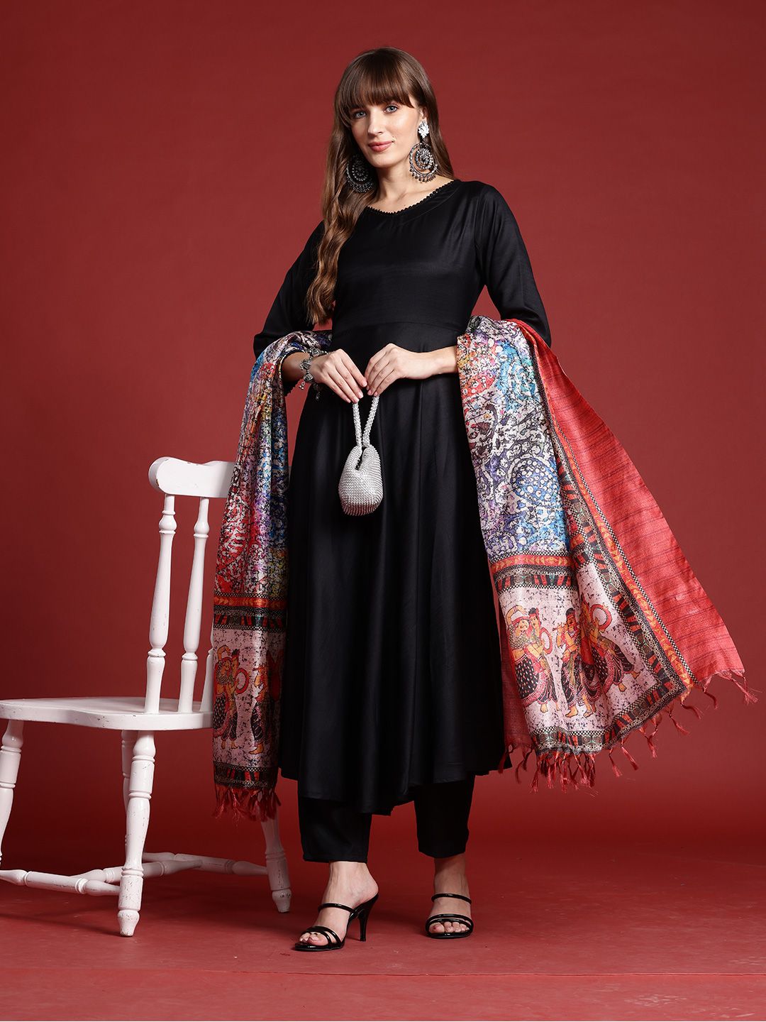 Indyancart IE A-Line Kurta with Trousers & Indie Printed Dupatta