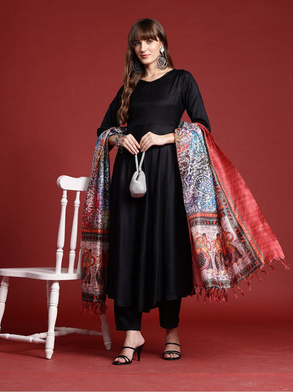 Indyancart IE A-Line Kurta with Trousers & Indie Printed Dupatta